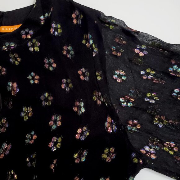 Oliphant Kala Maxi Dress XS Black Metallic Floral Balloon Sleeve Tuckernuck - Picture 7 of 11